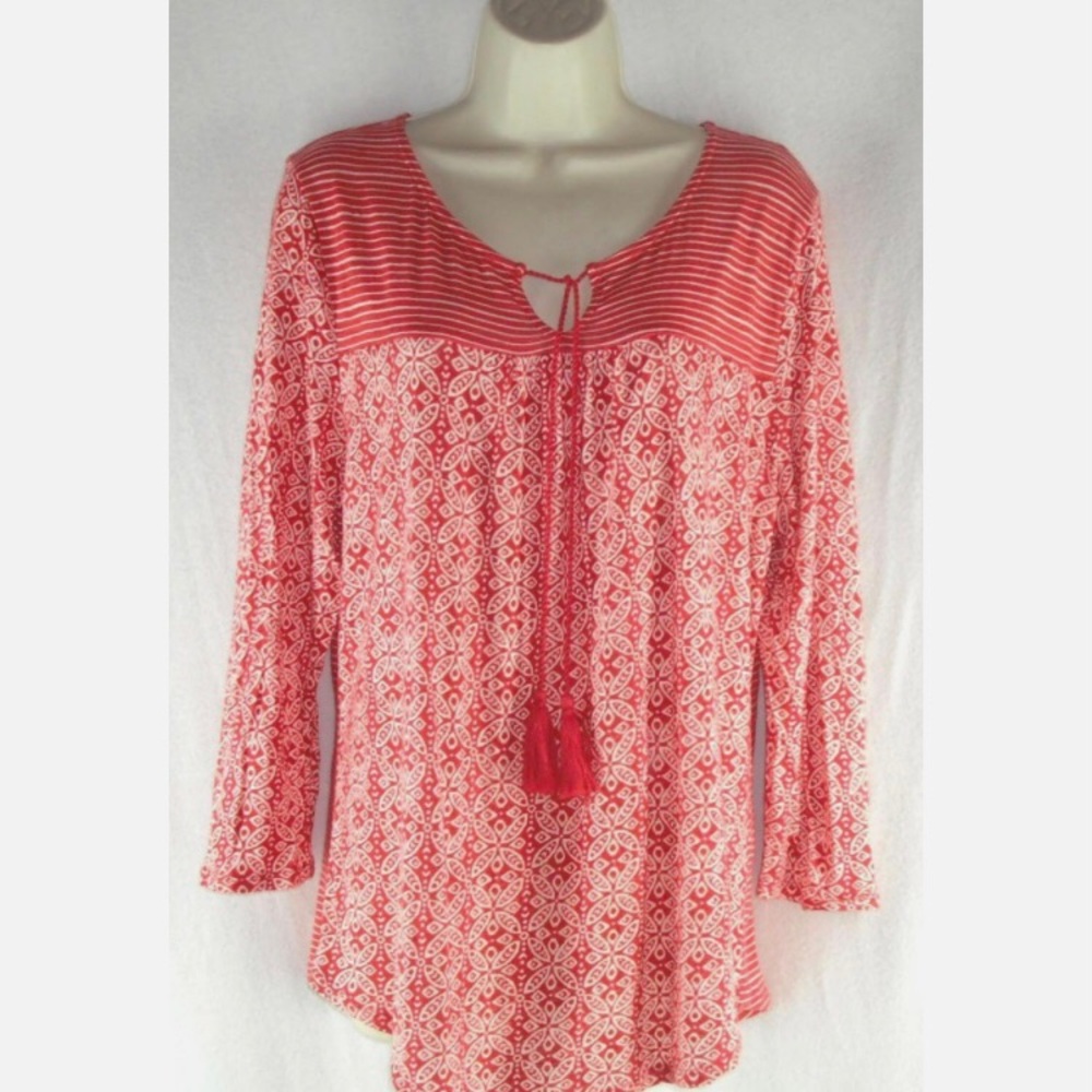 LUCKY BRAND top sz L Cotton Modal knit Multi Print